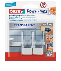 2קולבי הדבקה מלבני שקוף/לבן מבית TESA