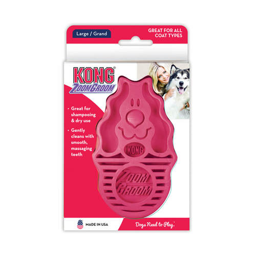 קונג מברשת זום גרום גומי לכלב - לארג' - KONG ZoomGroom Brush