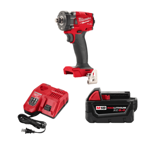 מפתח רטיטה קומפקטי 18V בראשלס דגם M18 FIW2F12 / 2855-21 FUEL REDLITHIUM-ION BRUSHLESS Milwaukee כולל סוללה 5AH + מטען מהיר