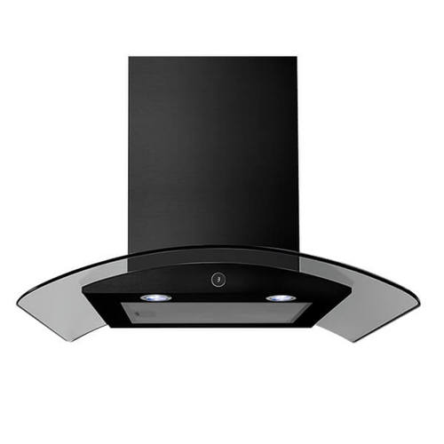 קולט אדים צמוד קיר זכוכית מידאה שחורה 60 ס