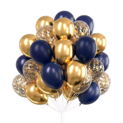 30 בלונים מטאליים בגווני זהב ולבן 