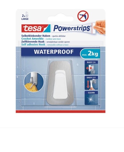 קולב הדבקה כסוף/לבן מוגן מים מבית TESA
