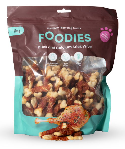 חטיף FOODIES גלילת ברווז עם עצם סידן 1 ק"ג