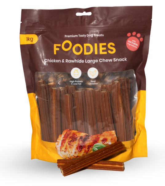 חטיף FOODIES מקלות לעיסה עוף ועור בקר 1 ק"ג
