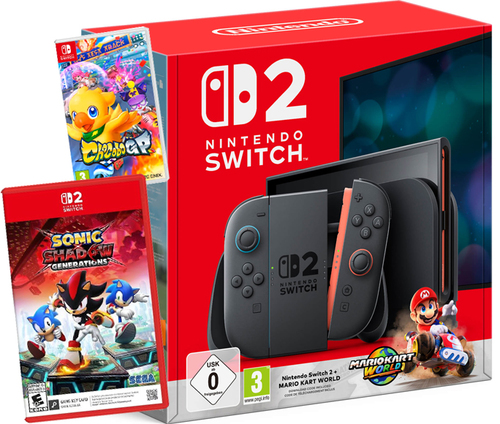 Nintendo Switch 2 Mario Kart + Sonic + Chocobo GP – חבילת שלושה משחקים בדגם האירופאי 