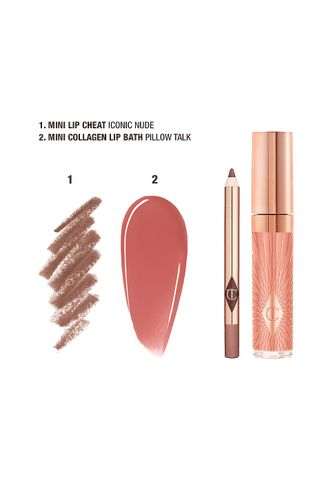 ליפ גלוס+תוחם - Glossy lip duo (iconic nude)