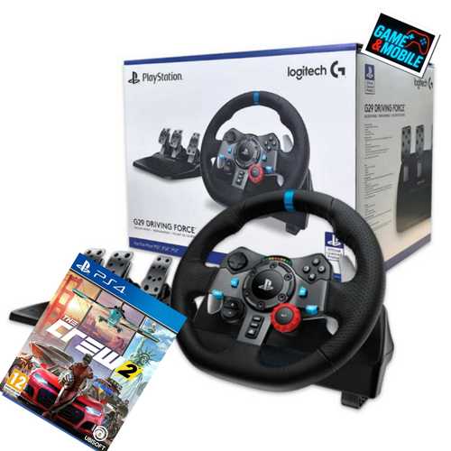 LOGITECH DRIVING FORCE G29 + GAME THE CREW 2 PS4 הגה