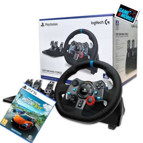 LOGITECH DRIVING FORCE G29 + GAME THE CREW MOTORFEST PS5 הגה