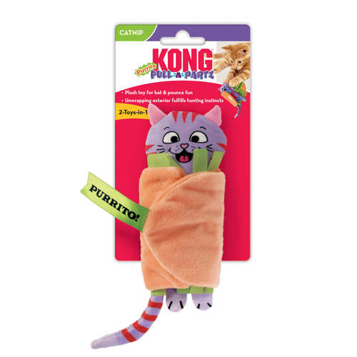 קונג פול-א-פארטס צעצוע חתול פוריטו | KONG Pull-A-Partz Purrito – Catnip 2 in 1