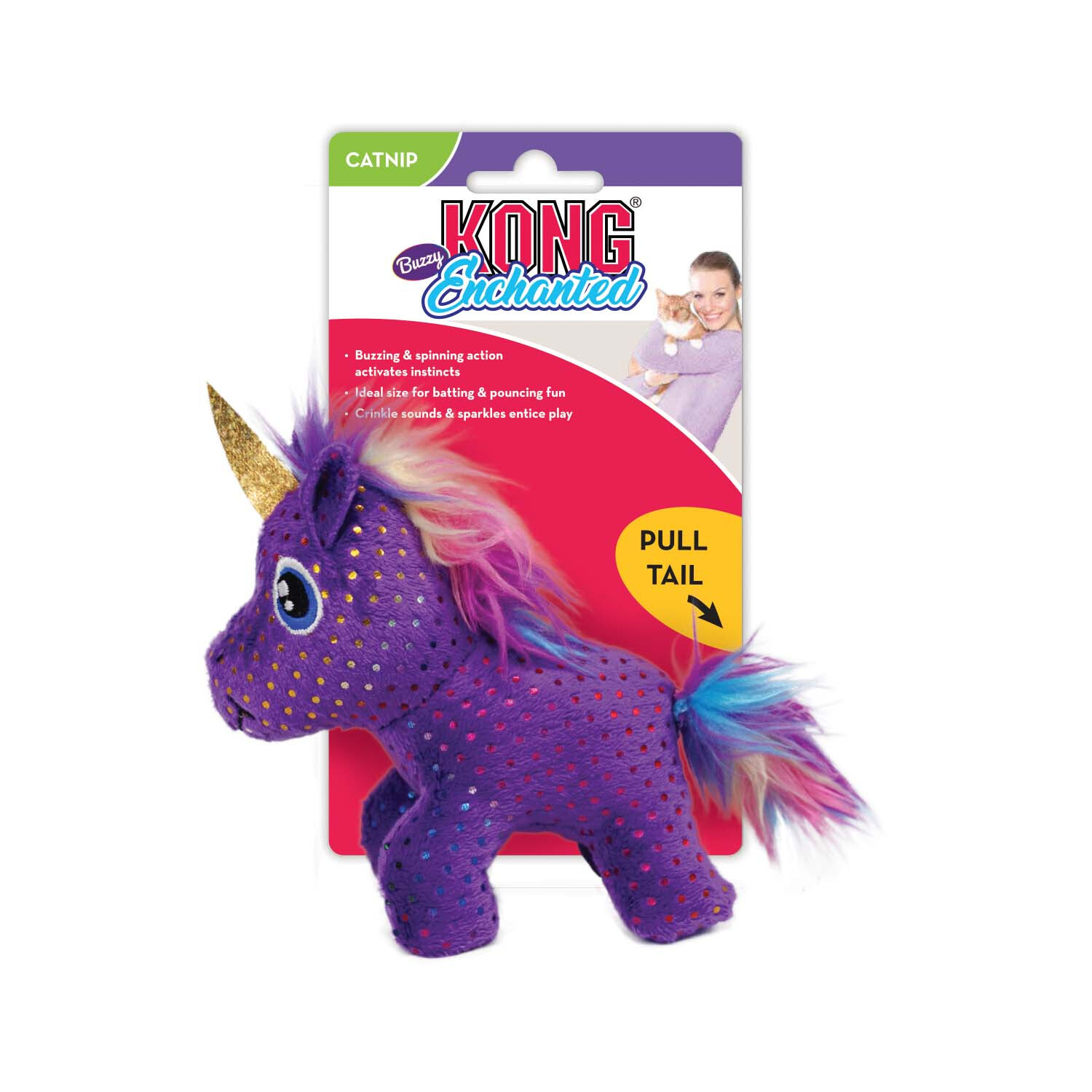 קונג צעצוע רוטט לחתול – חד קרן | KONG Buzzy Enchanted Unicorn – Catnip 