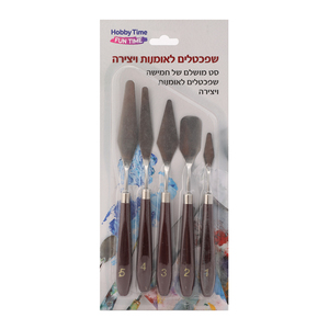 סט 5  שפכטלים מתכת ידית עץ
