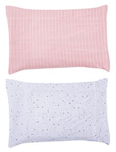 זוג ציפיות לכרית תינוק במידה 34/44 ס”מ מבד 100% כותנה -אפור נקודות/ורוד פסים