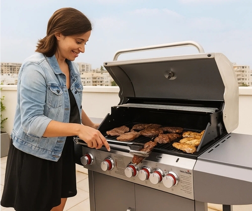 גריל גז 4 מבערים Char Grill + כירת צד KYQ-6SA נירוסטה