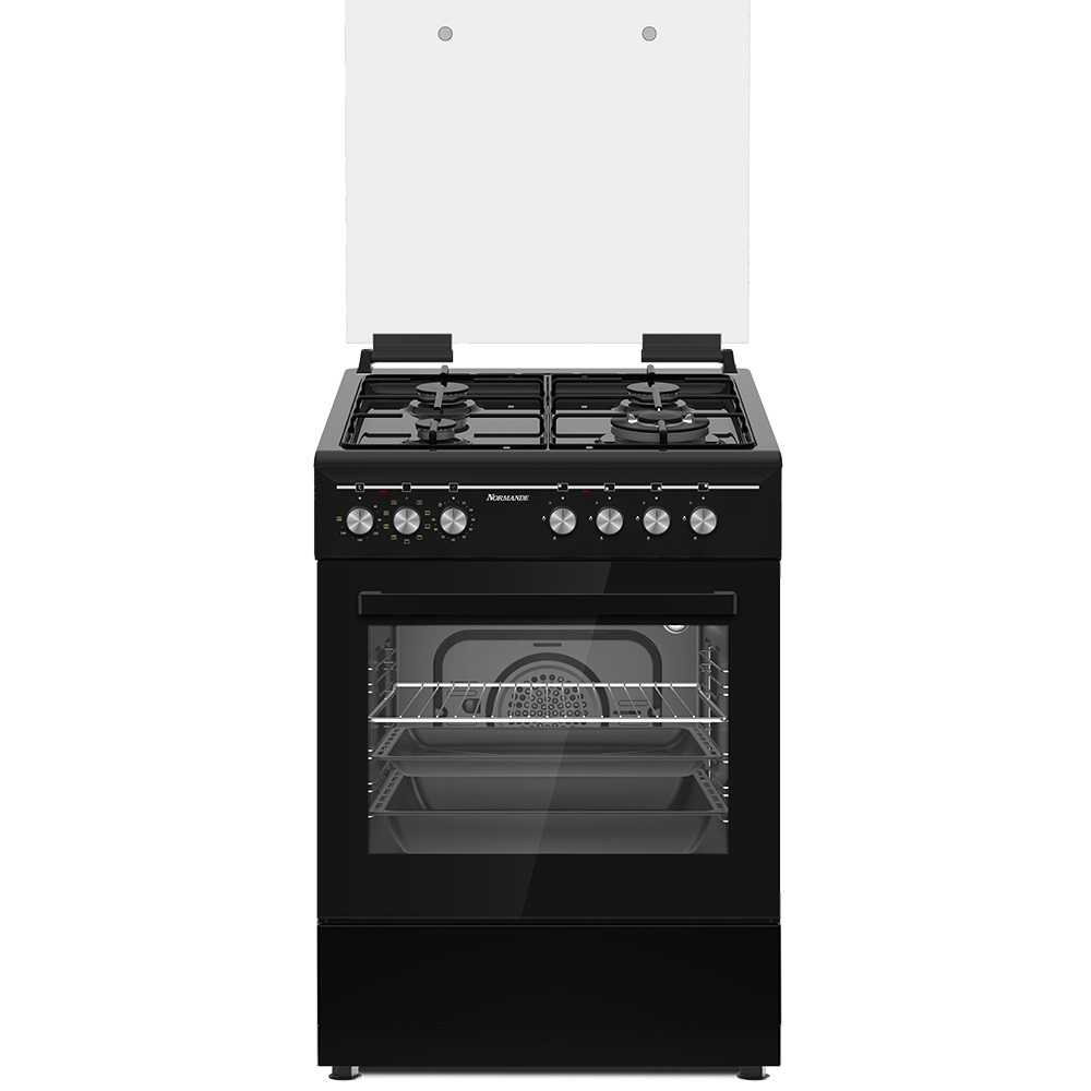 תנור משולב כיריים גז - 4 להבות Normande דגם ND-6060B - שחור