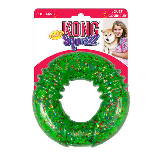 קונג צעצוע לכלב – סקוויז קונפטי טבעת מצפצפת | KONG Squeezz Confetti Ring