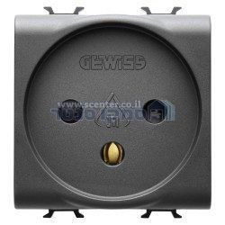 שקע כח שחור 2 מודול Gewiss Chorus 16A