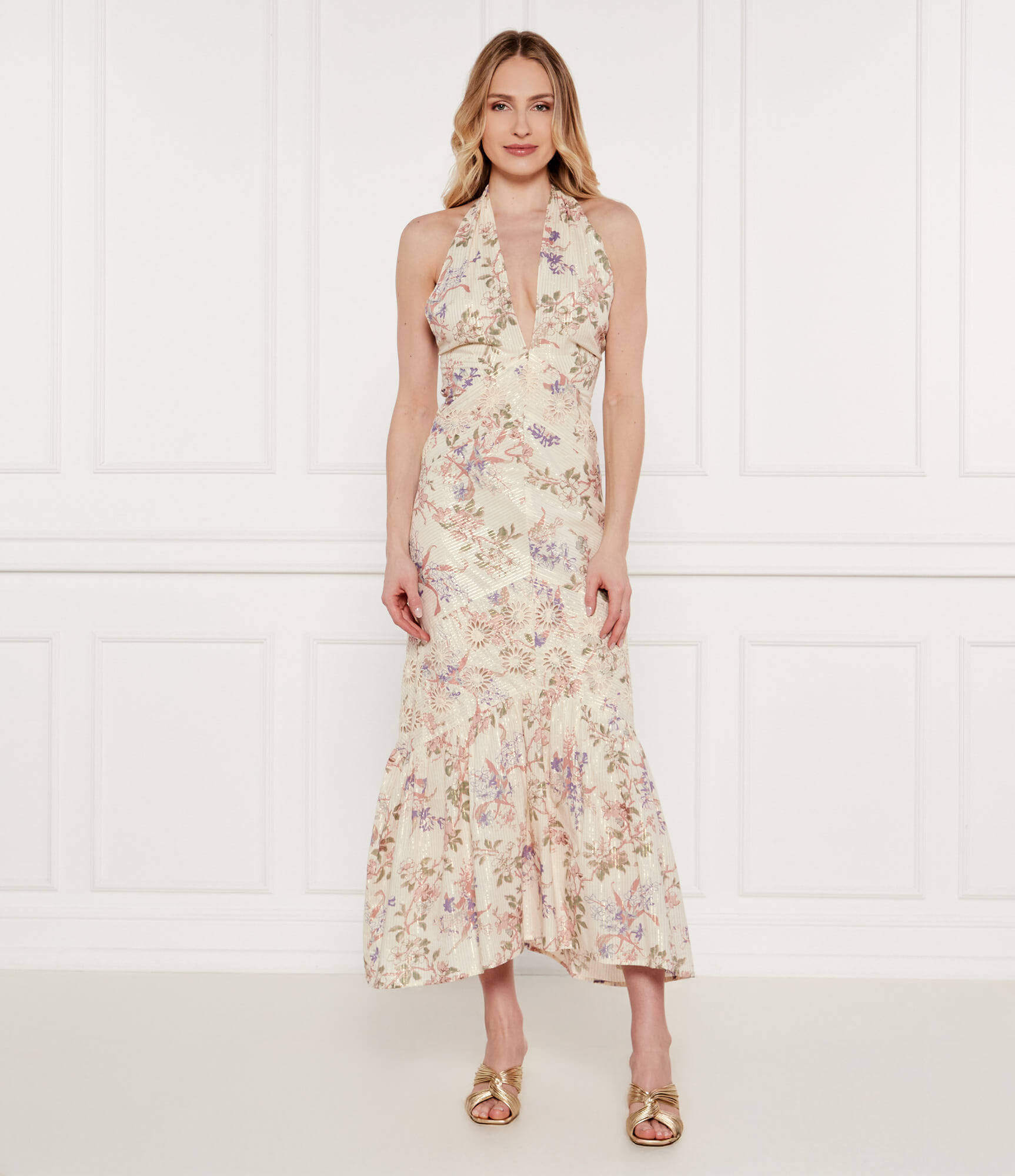 Long poplin dress with flounce