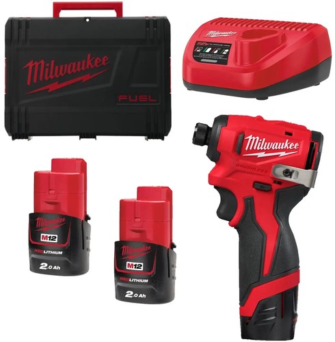מברגת אימפקט קומפקטי brushless  M12™‎  + מארז ו 2 סוללות 2A ומטען + סט ביטים מתנה בשוי 50 שח !!