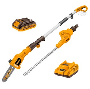 סט לגינון מסור "8 + גוזם גדר חיה נטען 20V + סוללה 2.0AH INGCO