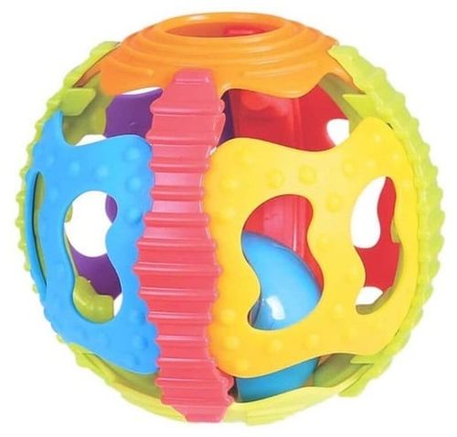 כדור רעשן-נשכן עם מגוון מרקמים - חוויה רב-חושית לקטנטנים!