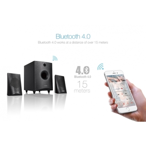 סט רמקולים + סאב 2.1 עוצמתיים Bluetooth 4.0 ו USB, רדיו FM ושלט רחוק פנדה
