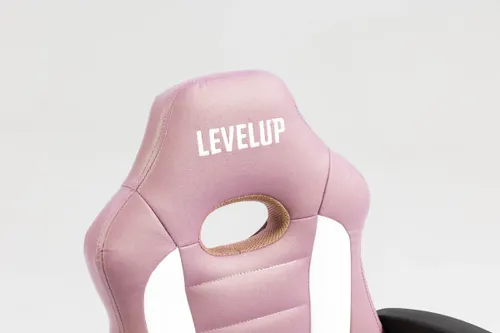 כיסא תלמיד ארגונומי LEVEL UP עם ידיות, מנגנון טלסקופי להתאמת גובה וריפוד דמוי עור רך ונעים - ורוד/לבן