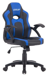 כסא גיימינג LEVEL UP SHARK ארגונומי מיוחד לילדים בגיל 6-10 עם שינוי גובה, גב נשכב וידיות - שחור/כחול