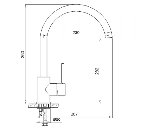 ברז לכיור מטבח | ברבור פיה ארוכה | שחור | 788609 | סדרת YV | יועם YOAM
