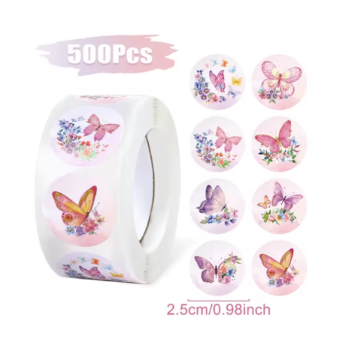 גליל 500 מדבקות פרפרים 