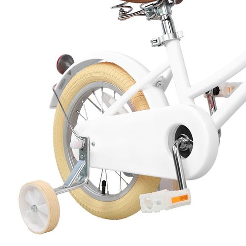 אופניים לילדים בעיצוב רטרו מושב מתכונן, פעמון וסלסילה במראה וינטג' - 16 אינץ לבן