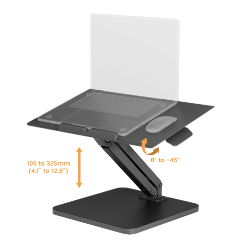מעמד ארגונומי פנואמטי ללפטופ ועכבר עם הטיה דגם Lumi Brateck DWS36-02 מקט 890902-807-59