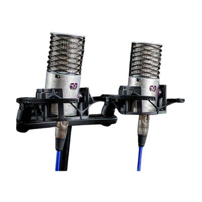 זוג מיקרופונים ORIGIN עם מגיני רוח וחנוכיה מבית Aston Microphones