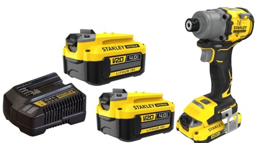 מברגת אימפקט 20V + שתי סוללות 4AH + מטען SFMCF830D4K מנוע בראשלס