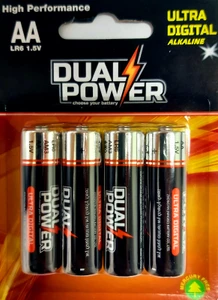 4 סוללות AA אולטרה אלקליין DUAL POWER