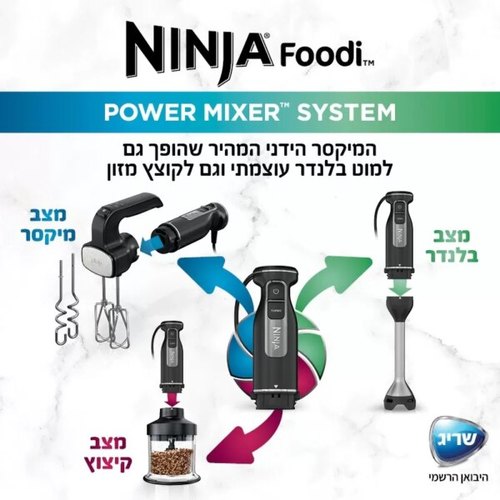 מערכת מיקסר ובלנדר ידני NINJA דגם CI107 