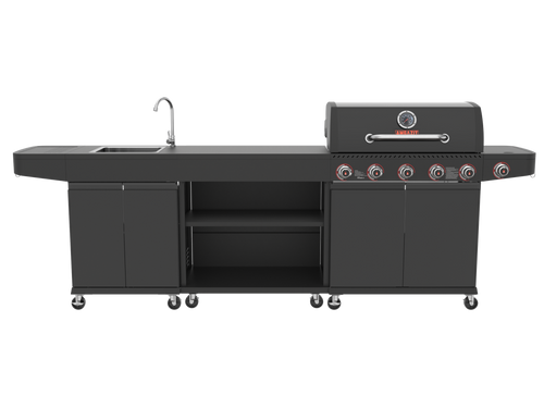 גריל גז 5 מבערים Black torch + כירת צד אמגזית