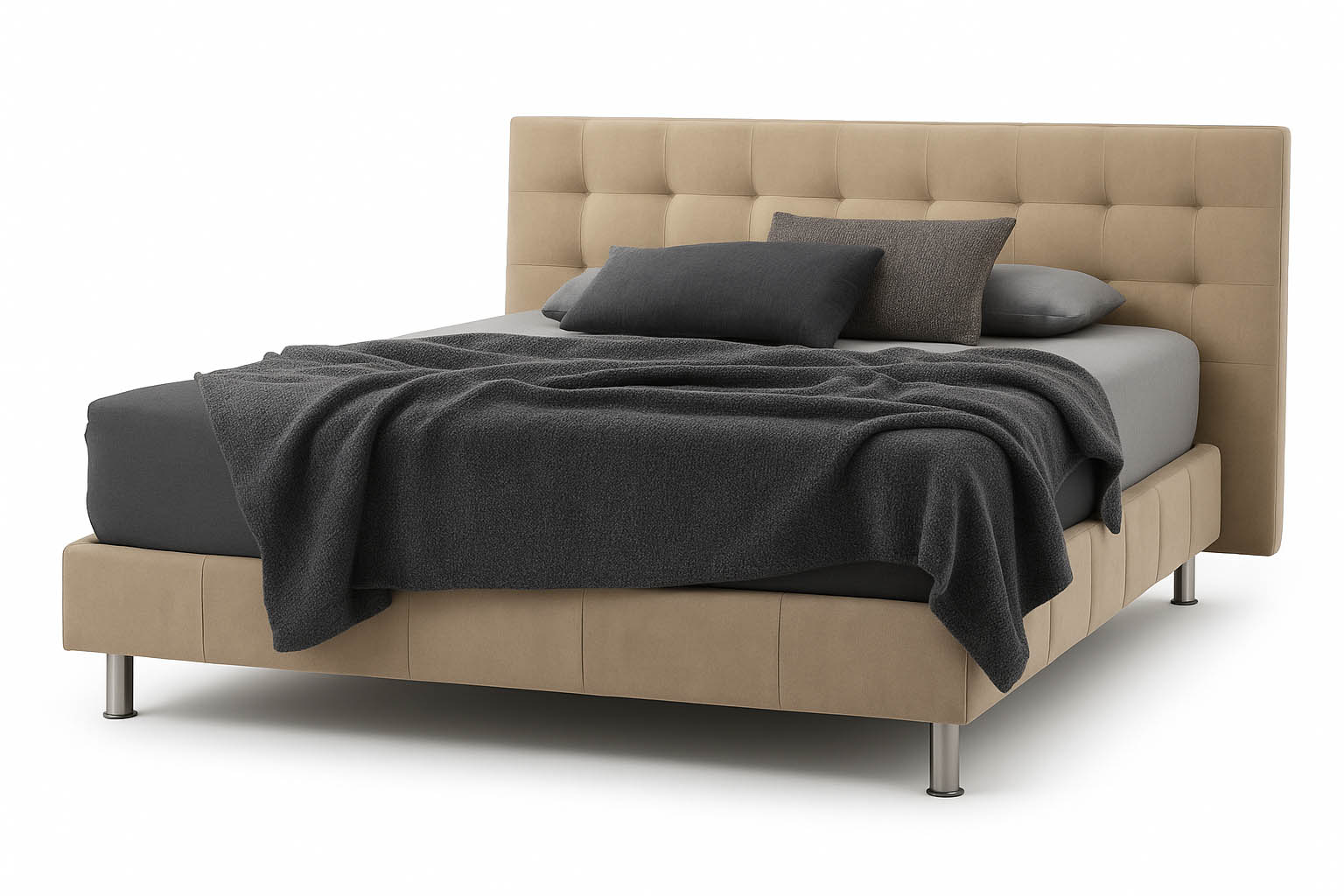 מיטה זוגית מרופדת דגם פאזל עם ראש מיטה מבית עמינח