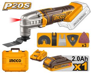 מולטיטול נטען 20V+ סוללה 2.0AH + מטען+ אביזרים INGCO
