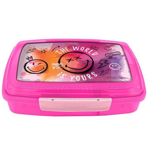 קופסת אוכל 3 תאים עם שני קליפסים לנעילה - סמיילי