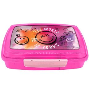 קופסת אוכל 3 תאים עם שני קליפסים לנעילה - סמיילי