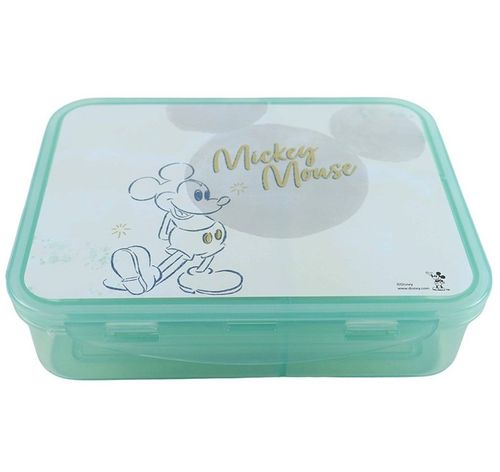 קופסת אוכל 3 תאים עם ארבעה קליפסים לנעילה - מיקי מאוס