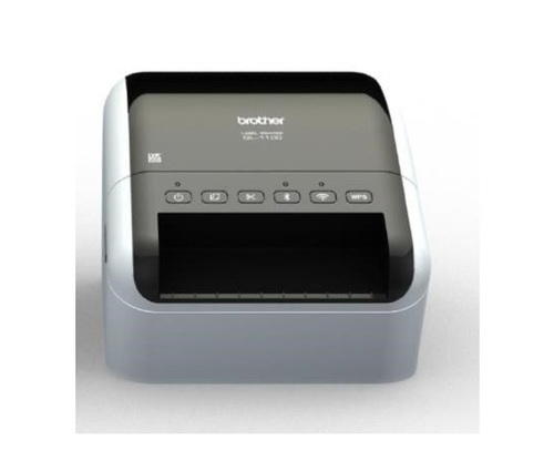Brother QL‑1110NW – מדפסת מדבקות אלחוטית עם חיבור Bluetooth ו‑Wi‑Fi, תומכת בהדפסה ישירה מתוכנות ניהול מלאי ומחשב.