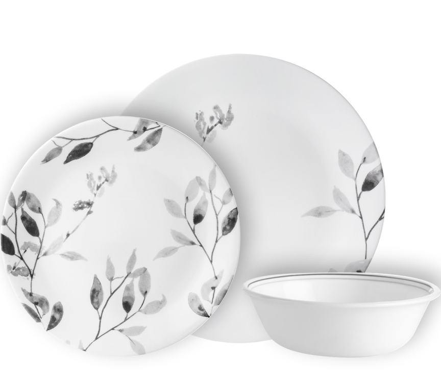 סט 12 חלקים עגול קורנינג Corning CORELLE® - Misty Leaves