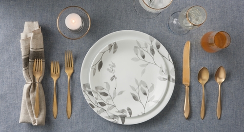 סט 12 חלקים עגול קורנינג Corning CORELLE® - Misty Leaves