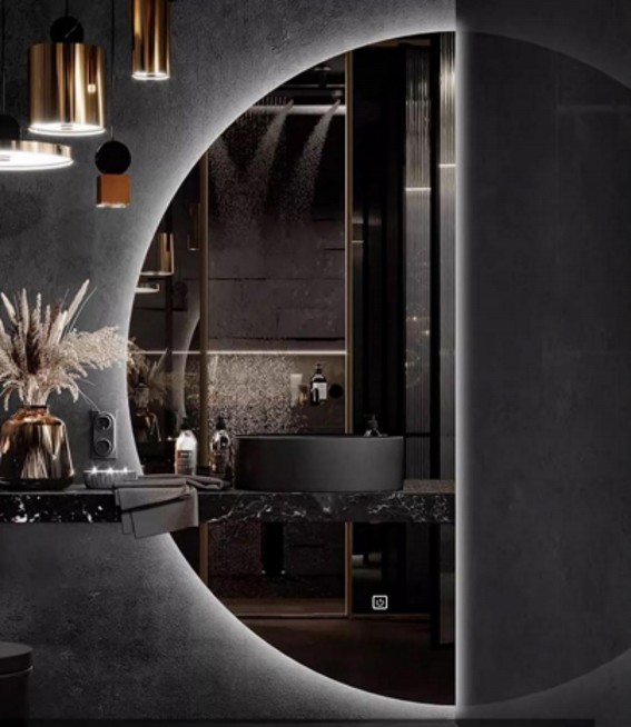 מראת LED חצי עיגול לקיר 180×80 ס״מ צד שמאל דגם P07