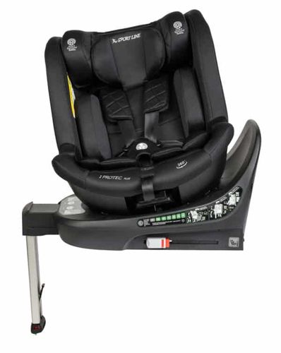 כיסא בטיחות מסתובב 360º משולב בוסטר i-Protect Plus עם בד פרימיום מנדף זיעה - שחור