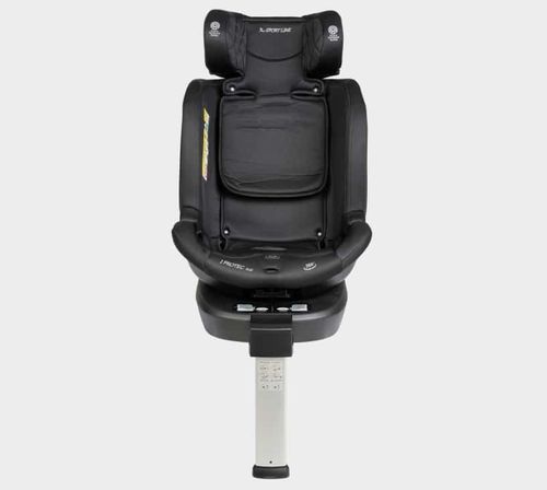 כיסא בטיחות מסתובב 360º משולב בוסטר i-Protect Plus עם בד פרימיום מנדף זיעה - שחור