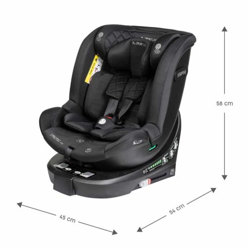 כיסא בטיחות מסתובב 360º משולב בוסטר i-Protect Plus עם בד פרימיום מנדף זיעה - שחור