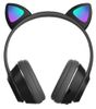 אוזניות חתול אלחוטיות BT עם סאונד באיכות HD, אורות וטעינה - שחור