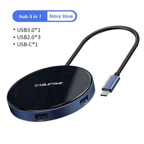 רכזת USB-C אלחוטית 5 ב-1 רכזת רב-תכליתית עם טעינה אלחוטית CABLETIME